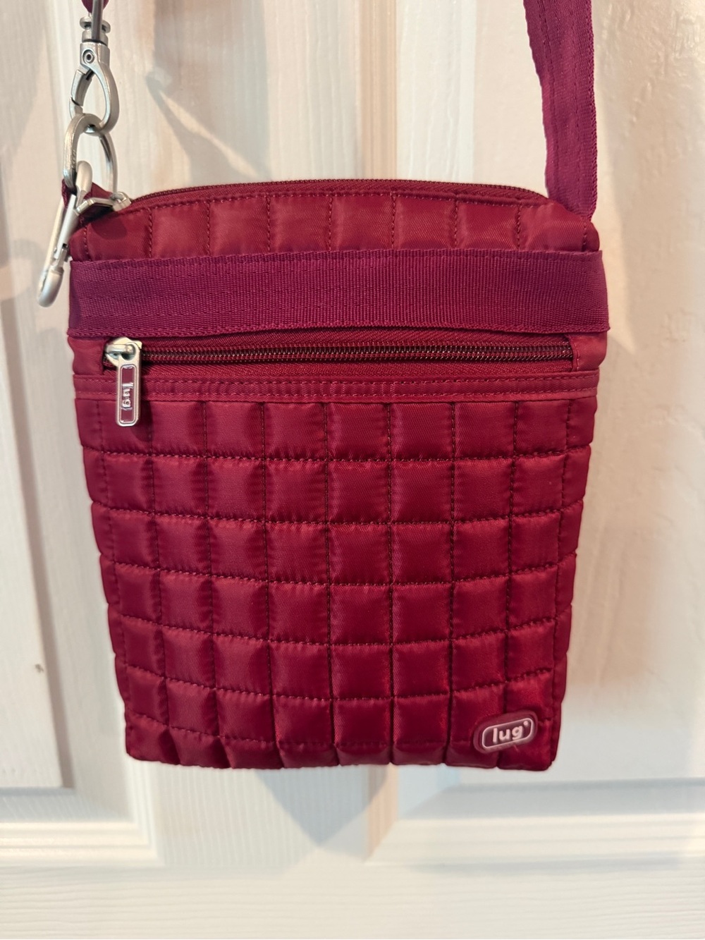lug Quilted Crossbody Bag in Wine Red